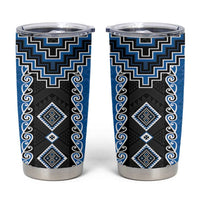 Blue Niho Taniwha Mix Poutama Tumbler Cup Unique Taniko Aotearoa LT01 Blue - Polynesian Pride