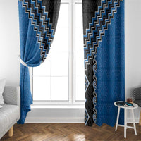Blue Niho Taniwha Mix Poutama Window Curtain Unique Taniko Aotearoa LT01 - Polynesian Pride