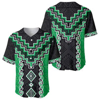 Green Niho Taniwha Mix Poutama Baseball Jersey Unique Taniko Aotearoa