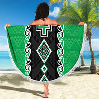 Green Niho Taniwha Mix Poutama Beach Blanket Unique Taniko Aotearoa LT01 - Polynesian Pride