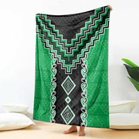 Green Niho Taniwha Mix Poutama Blanket Unique Taniko Aotearoa LT01 - Polynesian Pride