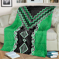 Green Niho Taniwha Mix Poutama Blanket Unique Taniko Aotearoa LT01 - Polynesian Pride