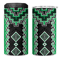 Green Niho Taniwha Mix Poutama 4 in 1 Can Cooler Tumbler Unique Taniko Aotearoa LT01 One Size: 16 oz Green - Polynesian Pride