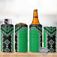 Green Niho Taniwha Mix Poutama 4 in 1 Can Cooler Tumbler Unique Taniko Aotearoa LT01 - Polynesian Pride