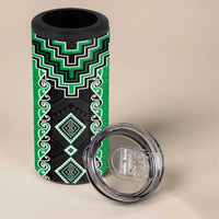 Green Niho Taniwha Mix Poutama 4 in 1 Can Cooler Tumbler Unique Taniko Aotearoa LT01 - Polynesian Pride