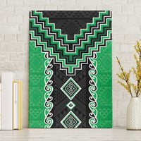 Green Niho Taniwha Mix Poutama Canvas Wall Art Unique Taniko Aotearoa LT01 Without Frame Green - Polynesian Pride