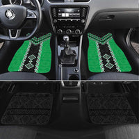 Green Niho Taniwha Mix Poutama Car Mats Unique Taniko Aotearoa LT01 Set 4pcs Green - Polynesian Pride