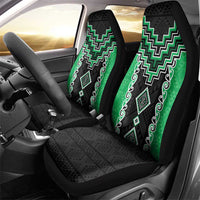 Green Niho Taniwha Mix Poutama Car Seat Cover Unique Taniko Aotearoa