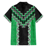 Green Niho Taniwha Mix Poutama Family Matching Puletasi and Hawaiian Shirt Unique Taniko Aotearoa