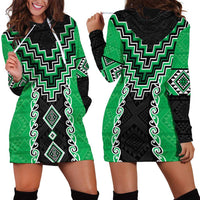 Green Niho Taniwha Mix Poutama Hoodie Dress Unique Taniko Aotearoa LT01 - Polynesian Pride
