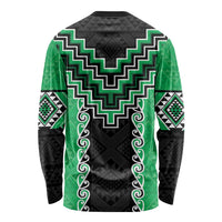 Green Niho Taniwha Mix Poutama Long Sleeve Shirt Unique Taniko Aotearoa LT01 - Polynesian Pride