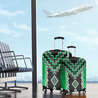 Green Niho Taniwha Mix Poutama Luggage Cover Unique Taniko Aotearoa