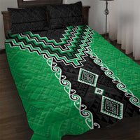 Green Niho Taniwha Mix Poutama Quilt Bed Set Unique Taniko Aotearoa LT01 Green - Polynesian Pride
