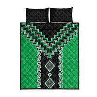 Green Niho Taniwha Mix Poutama Quilt Bed Set Unique Taniko Aotearoa LT01 - Polynesian Pride