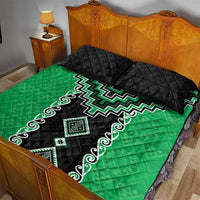 Green Niho Taniwha Mix Poutama Quilt Bed Set Unique Taniko Aotearoa LT01 - Polynesian Pride