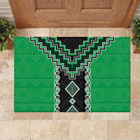 Green Niho Taniwha Mix Poutama Rubber Doormat Unique Taniko Aotearoa LT01 Green - Polynesian Pride