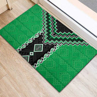 Green Niho Taniwha Mix Poutama Rubber Doormat Unique Taniko Aotearoa LT01 - Polynesian Pride