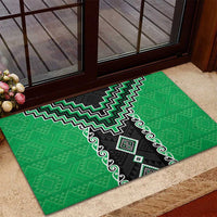 Green Niho Taniwha Mix Poutama Rubber Doormat Unique Taniko Aotearoa LT01 - Polynesian Pride