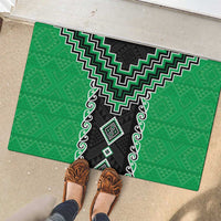 Green Niho Taniwha Mix Poutama Rubber Doormat Unique Taniko Aotearoa LT01 - Polynesian Pride