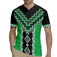 Green Niho Taniwha Mix Poutama Rugby Jersey Unique Taniko Aotearoa LT01 - Polynesian Pride