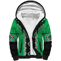 Green Niho Taniwha Mix Poutama Sherpa Hoodie Unique Taniko Aotearoa LT01 Unisex Green - Polynesian Pride