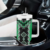 Green Niho Taniwha Mix Poutama Tumbler With Handle Unique Taniko Aotearoa LT01 - Polynesian Pride