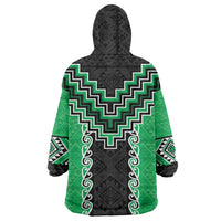 Green Niho Taniwha Mix Poutama Wearable Blanket Hoodie Unique Taniko Aotearoa LT01 - Polynesian Pride