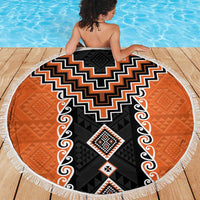 Orange Niho Taniwha Mix Poutama Beach Blanket Unique Taniko Aotearoa LT01 - Polynesian Pride