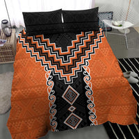 Orange Niho Taniwha Mix Poutama Bedding Set Unique Taniko Aotearoa