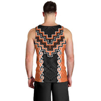 Orange Niho Taniwha Mix Poutama Men Tank Top Unique Taniko Aotearoa LT01 - Polynesian Pride