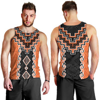 Orange Niho Taniwha Mix Poutama Men Tank Top Unique Taniko Aotearoa LT01 - Polynesian Pride