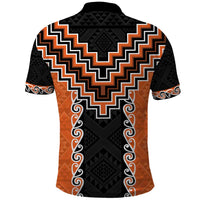 Orange Niho Taniwha Mix Poutama Polo Shirt Unique Taniko Aotearoa LT01 - Polynesian Pride