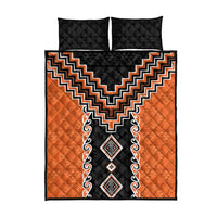Orange Niho Taniwha Mix Poutama Quilt Bed Set Unique Taniko Aotearoa LT01 - Polynesian Pride