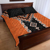 Orange Niho Taniwha Mix Poutama Quilt Bed Set Unique Taniko Aotearoa LT01 - Polynesian Pride