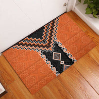 Orange Niho Taniwha Mix Poutama Rubber Doormat Unique Taniko Aotearoa LT01 - Polynesian Pride