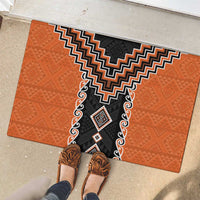 Orange Niho Taniwha Mix Poutama Rubber Doormat Unique Taniko Aotearoa LT01 - Polynesian Pride