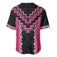 Pink Niho Taniwha Mix Poutama Baseball Jersey Unique Taniko Aotearoa