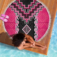Pink Niho Taniwha Mix Poutama Beach Blanket Unique Taniko Aotearoa LT01 - Polynesian Pride