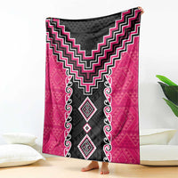 Pink Niho Taniwha Mix Poutama Blanket Unique Taniko Aotearoa LT01 - Polynesian Pride