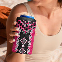 Pink Niho Taniwha Mix Poutama 4 in 1 Can Cooler Tumbler Unique Taniko Aotearoa LT01 - Polynesian Pride