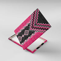 Pink Niho Taniwha Mix Poutama Canvas Wall Art Unique Taniko Aotearoa LT01 With Frame Pink - Polynesian Pride