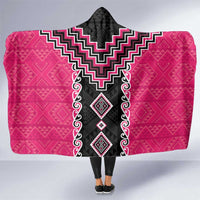 Pink Niho Taniwha Mix Poutama Hooded Blanket Unique Taniko Aotearoa LT01 One Size Pink - Polynesian Pride