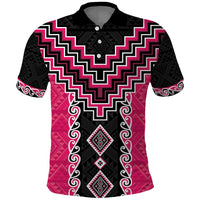 Pink Niho Taniwha Mix Poutama Polo Shirt Unique Taniko Aotearoa LT01 Pink - Polynesian Pride