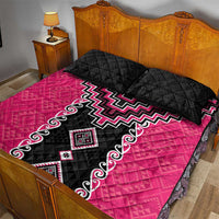 Pink Niho Taniwha Mix Poutama Quilt Bed Set Unique Taniko Aotearoa LT01 - Polynesian Pride