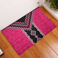 Pink Niho Taniwha Mix Poutama Rubber Doormat Unique Taniko Aotearoa LT01 - Polynesian Pride