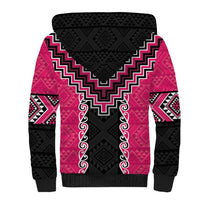 Pink Niho Taniwha Mix Poutama Sherpa Hoodie Unique Taniko Aotearoa LT01 - Polynesian Pride