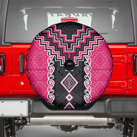 Pink Niho Taniwha Mix Poutama Spare Tire Cover Unique Taniko Aotearoa