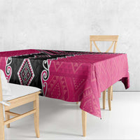 Pink Niho Taniwha Mix Poutama Tablecloth Unique Taniko Aotearoa LT01 - Polynesian Pride
