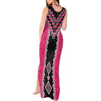 Pink Niho Taniwha Mix Poutama Tank Maxi Dress Unique Taniko Aotearoa LT01 - Polynesian Pride