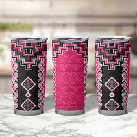 Pink Niho Taniwha Mix Poutama Tumbler Cup Unique Taniko Aotearoa LT01 - Polynesian Pride